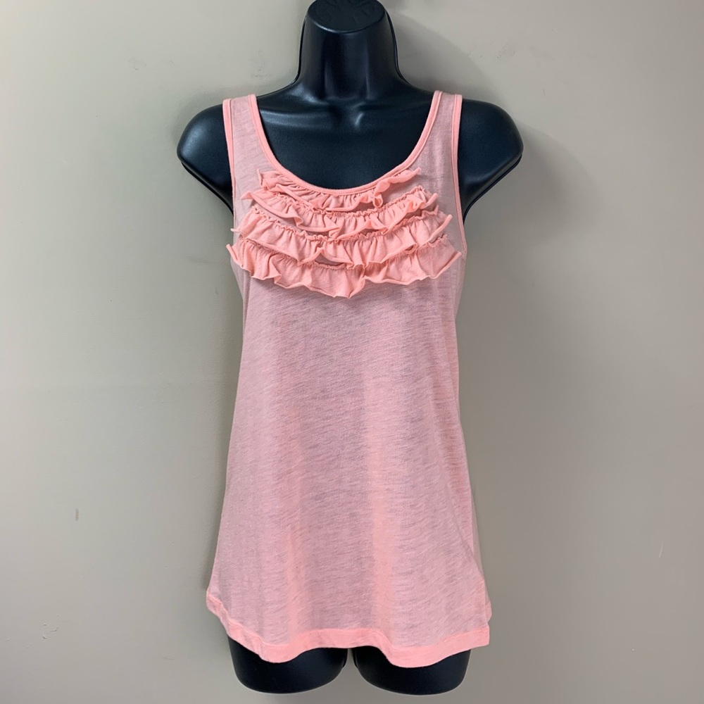 3/$15 SALE! Peach Lightweight Ruffle Tank